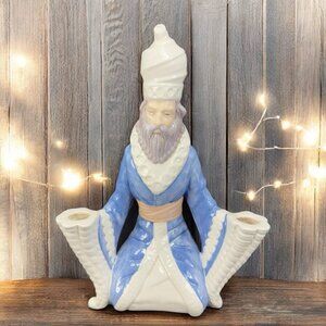 Vintage Wise Men Hand Painted Ceramic Candle Holder Votive Candle Stick Holder